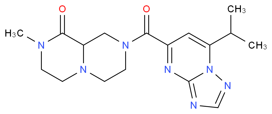 8-[(7-isopropyl[1,2,4]triazolo[1,5-a]pyrimidin-5-yl)carbonyl]-2-methylhexahydro-2H-pyrazino[1,2-a]pyrazin-1(6H)-one_分子结构_CAS_)
