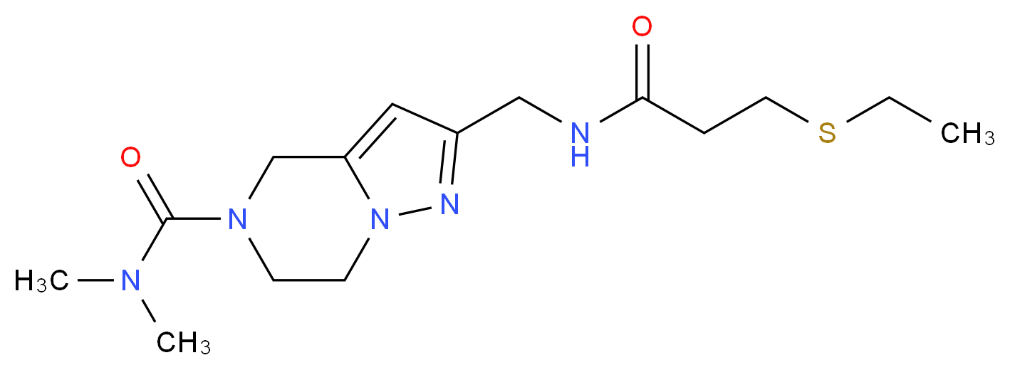2-({[3-(ethylthio)propanoyl]amino}methyl)-N,N-dimethyl-6,7-dihydropyrazolo[1,5-a]pyrazine-5(4H)-carboxamide_分子结构_CAS_)