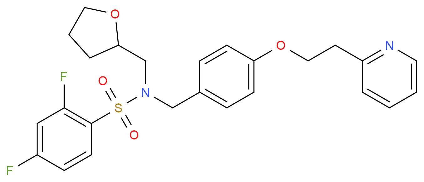 2,4-difluoro-N-{4-[2-(2-pyridinyl)ethoxy]benzyl}-N-(tetrahydro-2-furanylmethyl)benzenesulfonamide_分子结构_CAS_)