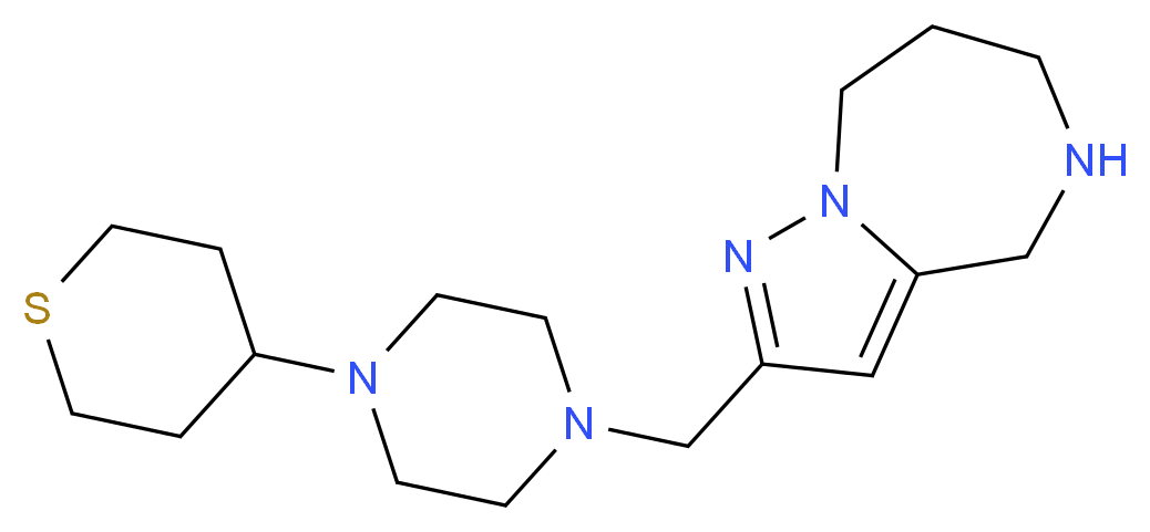 2-{[4-(tetrahydro-2H-thiopyran-4-yl)-1-piperazinyl]methyl}-5,6,7,8-tetrahydro-4H-pyrazolo[1,5-a][1,4]diazepine_分子结构_CAS_)