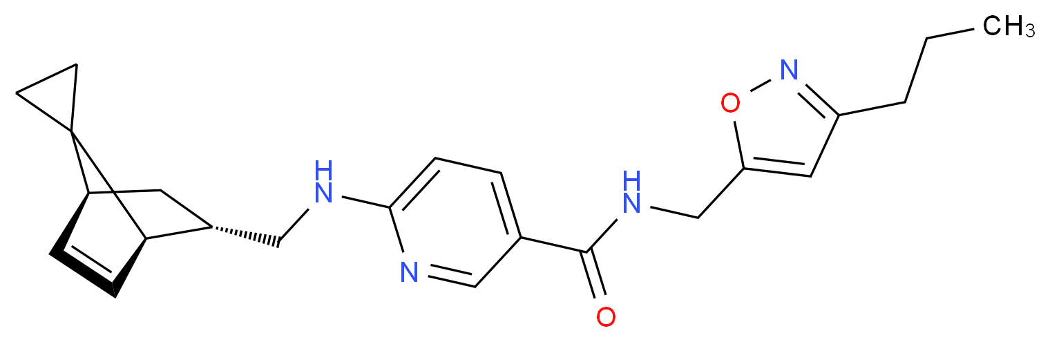 N-[(3-propyl-5-isoxazolyl)methyl]-6-{[(1R*,2S*,4S*)-spiro[bicyclo[2.2.1]heptane-7,1'-cyclopropane]-5-en-2-ylmethyl]amino}nicotinamide_分子结构_CAS_)