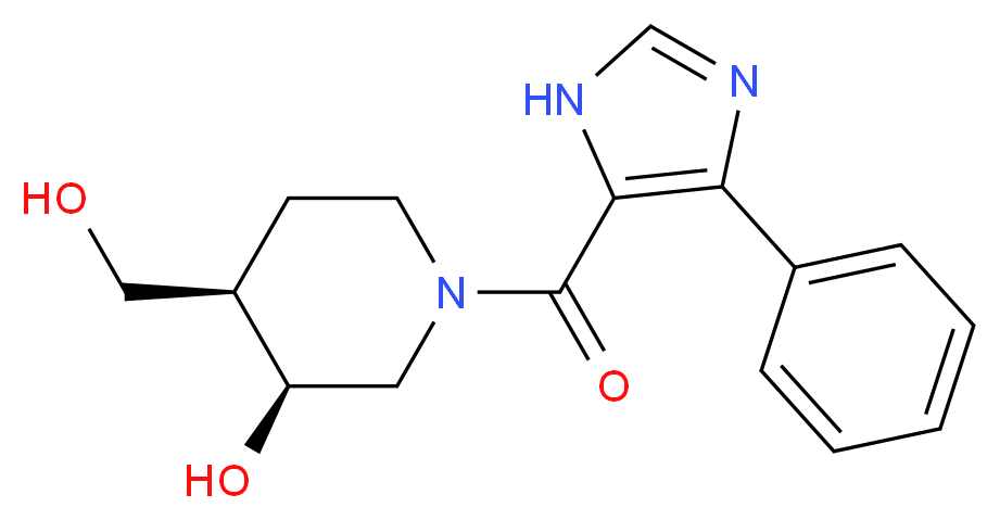 (3S*,4R*)-4-(hydroxymethyl)-1-[(4-phenyl-1H-imidazol-5-yl)carbonyl]-3-piperidinol_分子结构_CAS_)