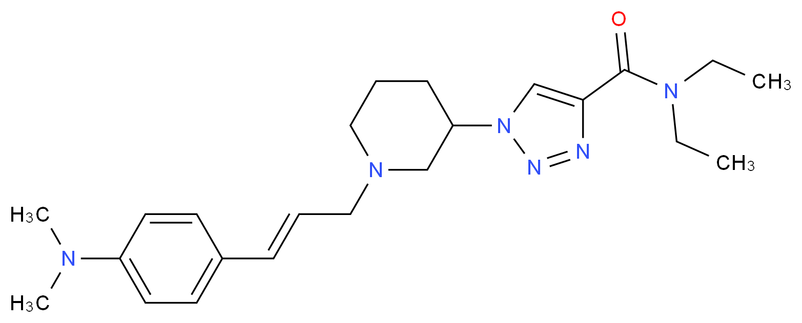 1-(1-{(2E)-3-[4-(dimethylamino)phenyl]-2-propen-1-yl}-3-piperidinyl)-N,N-diethyl-1H-1,2,3-triazole-4-carboxamide_分子结构_CAS_)