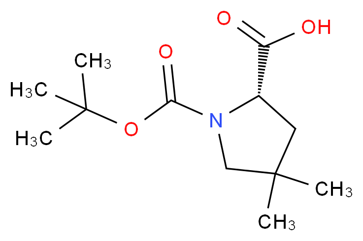 (2S)-1-[(tert-butoxy)carbonyl]-4,4-dimethylpyrrolidine-2-carboxylic acid_分子结构_CAS_1001353-87-2