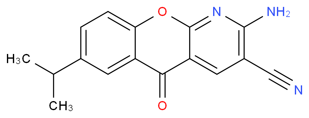 2-amino-5-oxo-7-(propan-2-yl)-5H-chromeno[2,3-b]pyridine-3-carbonitrile_分子结构_CAS_68302-12-5