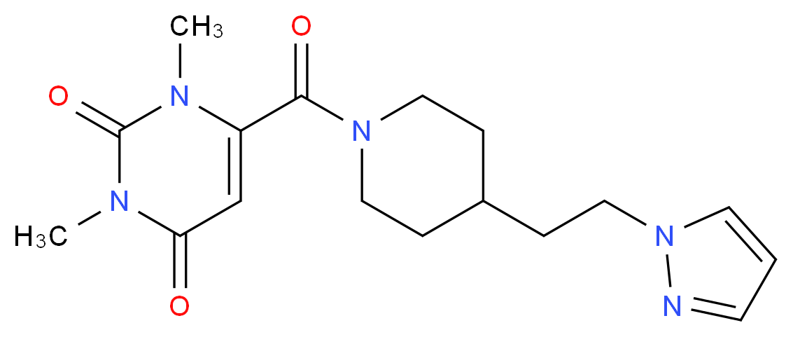 1,3-dimethyl-6-({4-[2-(1H-pyrazol-1-yl)ethyl]-1-piperidinyl}carbonyl)-2,4(1H,3H)-pyrimidinedione_分子结构_CAS_)