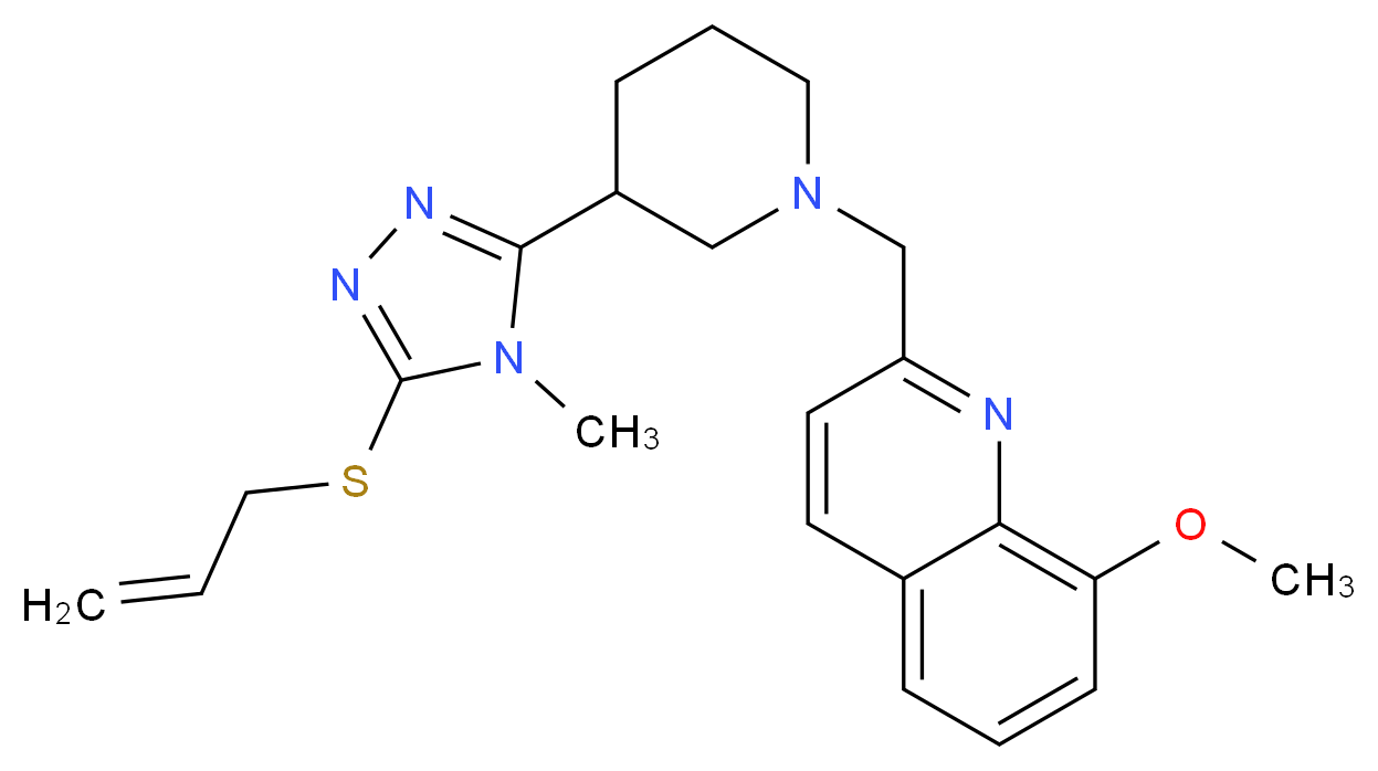 2-({3-[5-(allylthio)-4-methyl-4H-1,2,4-triazol-3-yl]-1-piperidinyl}methyl)-8-methoxyquinoline_分子结构_CAS_)