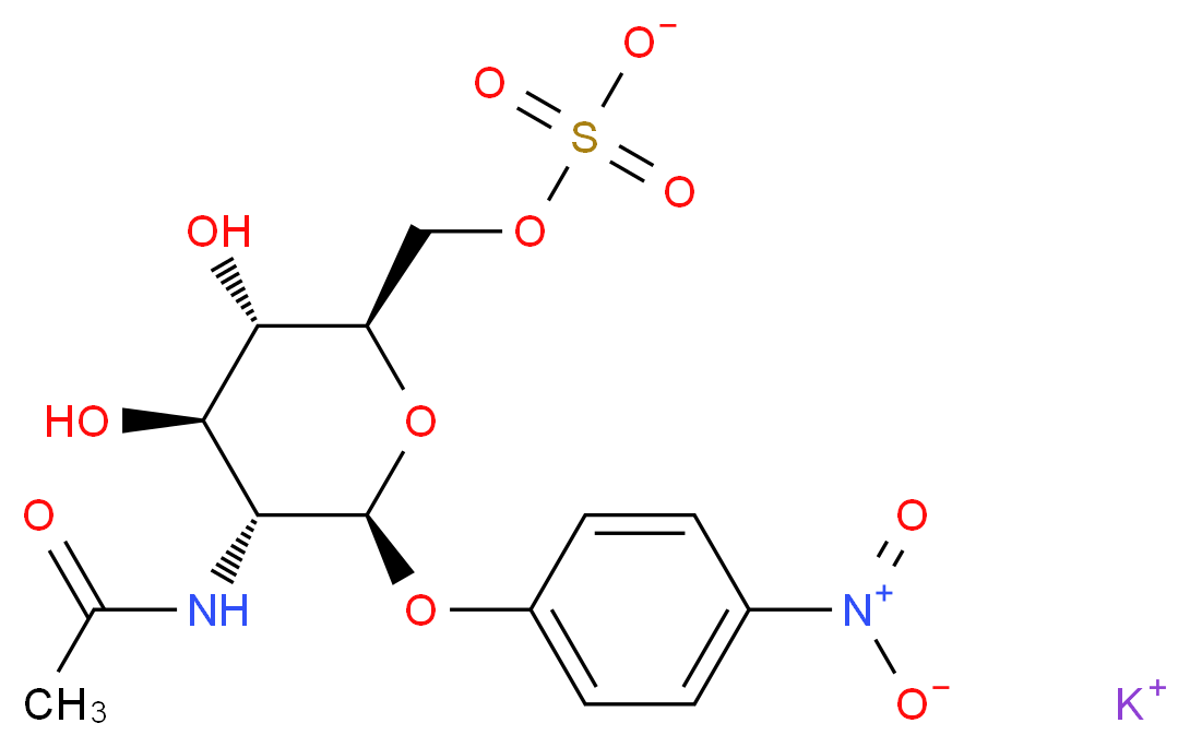 p-Nitrophenyl 6-Sulfo-2-acetamido-2-deoxy-β-D-glucopyranoside, Potassium Salt_分子结构_CAS_210418-06-7)