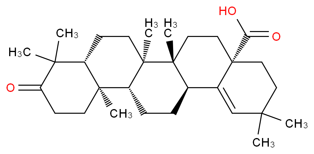 (4aS,6aR,6bR,8aR,12aR,12bR,14aS)-2,2,6a,6b,9,9,12a-heptamethyl-10-oxo-2,3,4,4a,5,6,6a,6b,7,8,8a,9,10,11,12,12a,12b,13,14,14a-icosahydropicene-4a-carboxylic acid_分子结构_CAS_6713-27-5