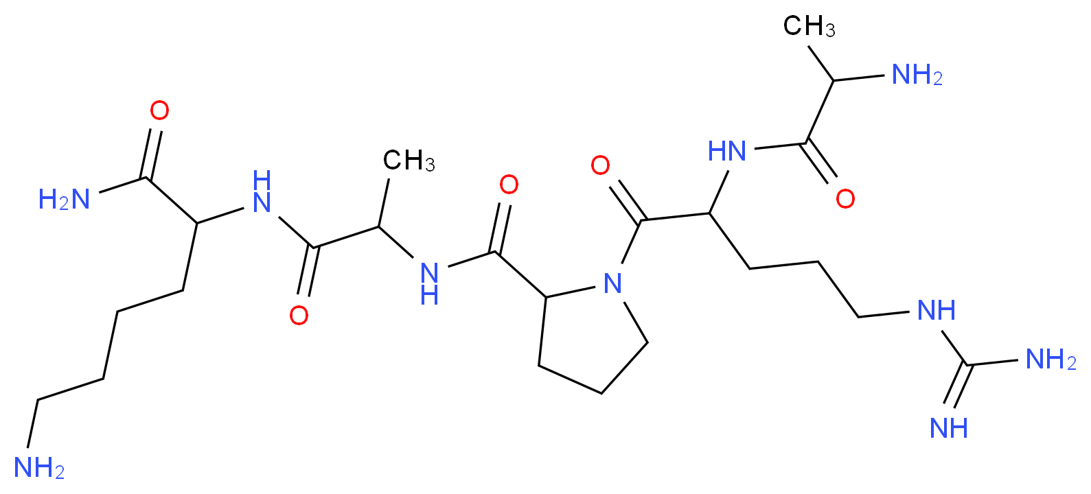6-amino-2-[2-({1-[2-(2-aminopropanamido)-5-carbamimidamidopentanoyl]pyrrolidin-2-yl}formamido)propanamido]hexanamide_分子结构_CAS_84236-98-6