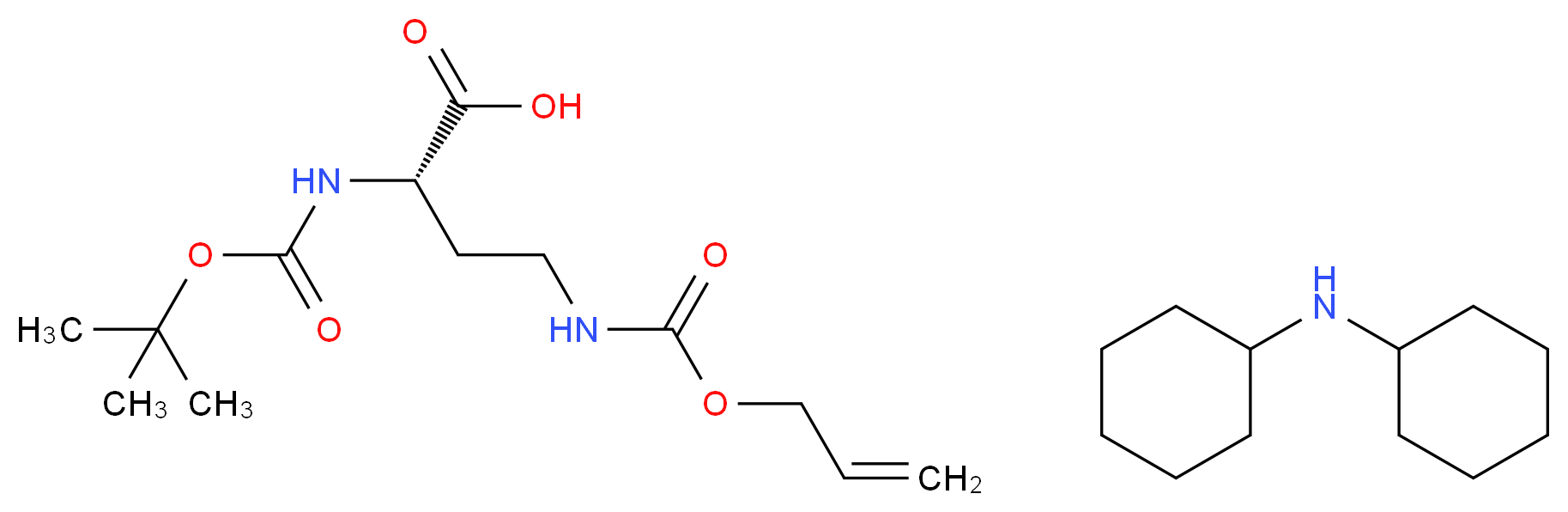 (2S)-2-{[(tert-butoxy)carbonyl]amino}-4-{[(prop-2-en-1-yloxy)carbonyl]amino}butanoic acid; N-cyclohexylcyclohexanamine_分子结构_CAS_327156-92-3