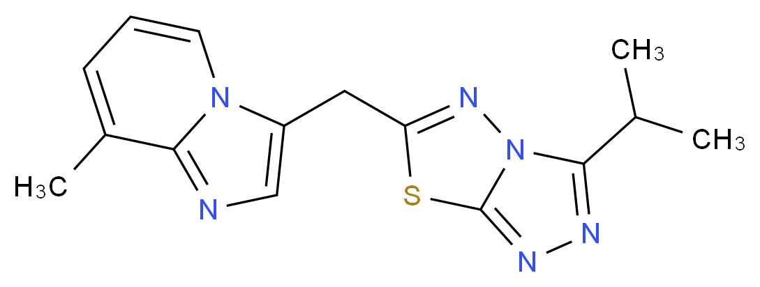 3-[(3-isopropyl[1,2,4]triazolo[3,4-b][1,3,4]thiadiazol-6-yl)methyl]-8-methylimidazo[1,2-a]pyridine_分子结构_CAS_)
