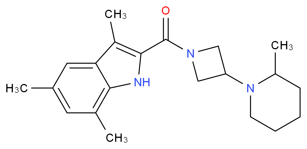 3,5,7-trimethyl-2-{[3-(2-methyl-1-piperidinyl)-1-azetidinyl]carbonyl}-1H-indole_分子结构_CAS_)