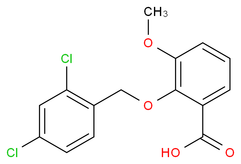2-[(2,4-Dichlorobenzyl)oxy]-3-methoxybenzoic acid_分子结构_CAS_)