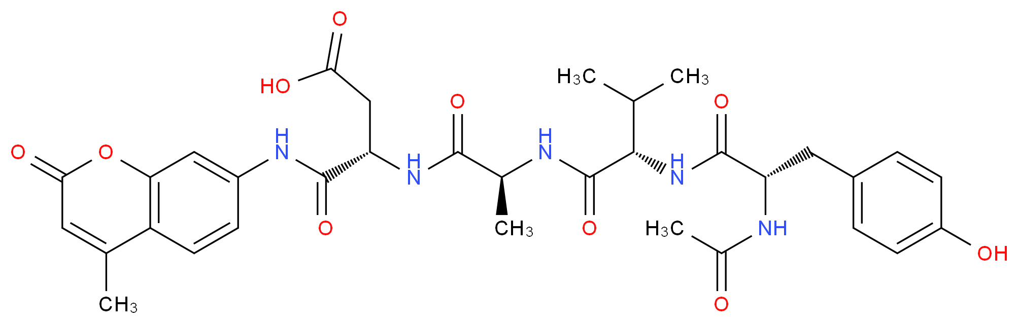 Ac-Tyr-Val-Ala-Asp-7-Amino-4-Methylcoumarin_分子结构_CAS_149231-65-2)