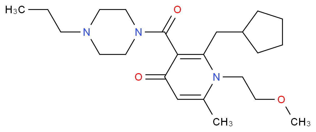 2-(cyclopentylmethyl)-1-(2-methoxyethyl)-6-methyl-3-[(4-propyl-1-piperazinyl)carbonyl]-4(1H)-pyridinone_分子结构_CAS_)