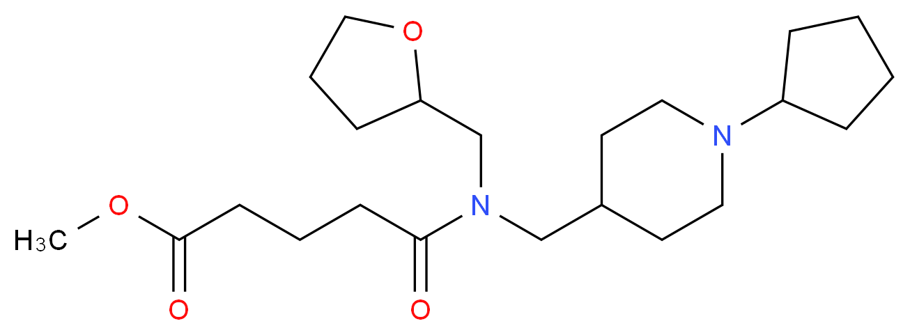 methyl 5-[[(1-cyclopentyl-4-piperidinyl)methyl](tetrahydro-2-furanylmethyl)amino]-5-oxopentanoate_分子结构_CAS_)