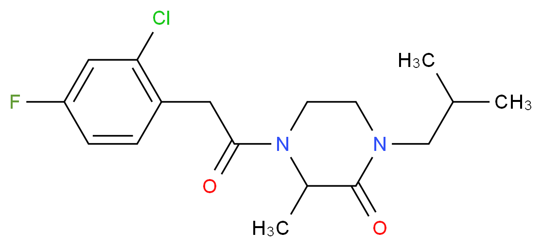 4-[(2-chloro-4-fluorophenyl)acetyl]-1-isobutyl-3-methyl-2-piperazinone_分子结构_CAS_)