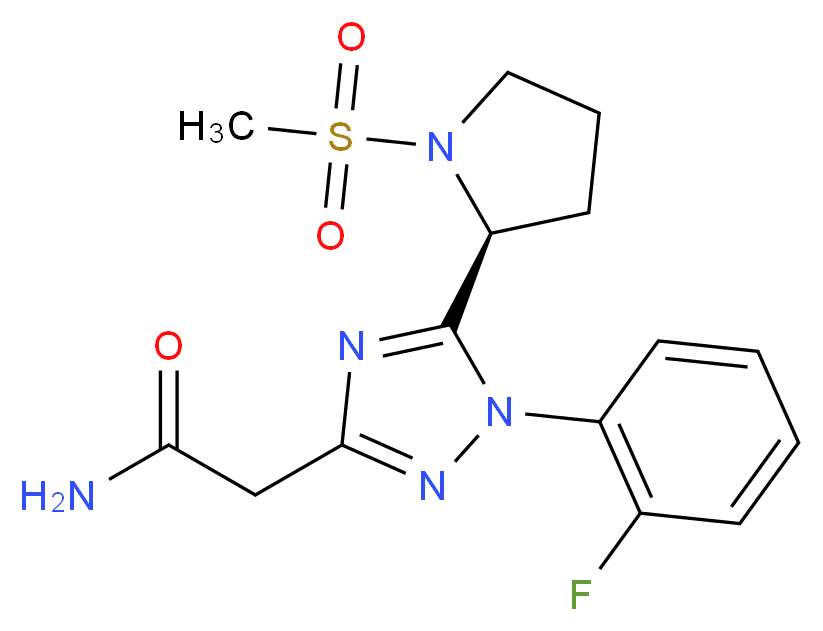 2-{1-(2-fluorophenyl)-5-[(2S)-1-(methylsulfonyl)pyrrolidin-2-yl]-1H-1,2,4-triazol-3-yl}acetamide_分子结构_CAS_)