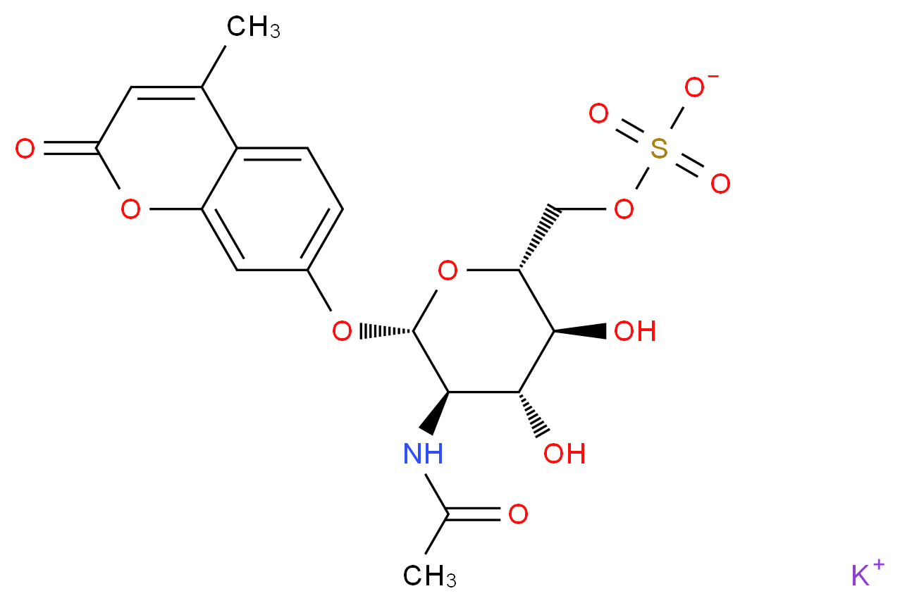 potassium [(2R,3S,4R,5R,6S)-5-acetamido-3,4-dihydroxy-6-[(4-methyl-2-oxo-2H-chromen-7-yl)oxy]oxan-2-yl]methyl sulfate_分子结构_CAS_210357-38-3