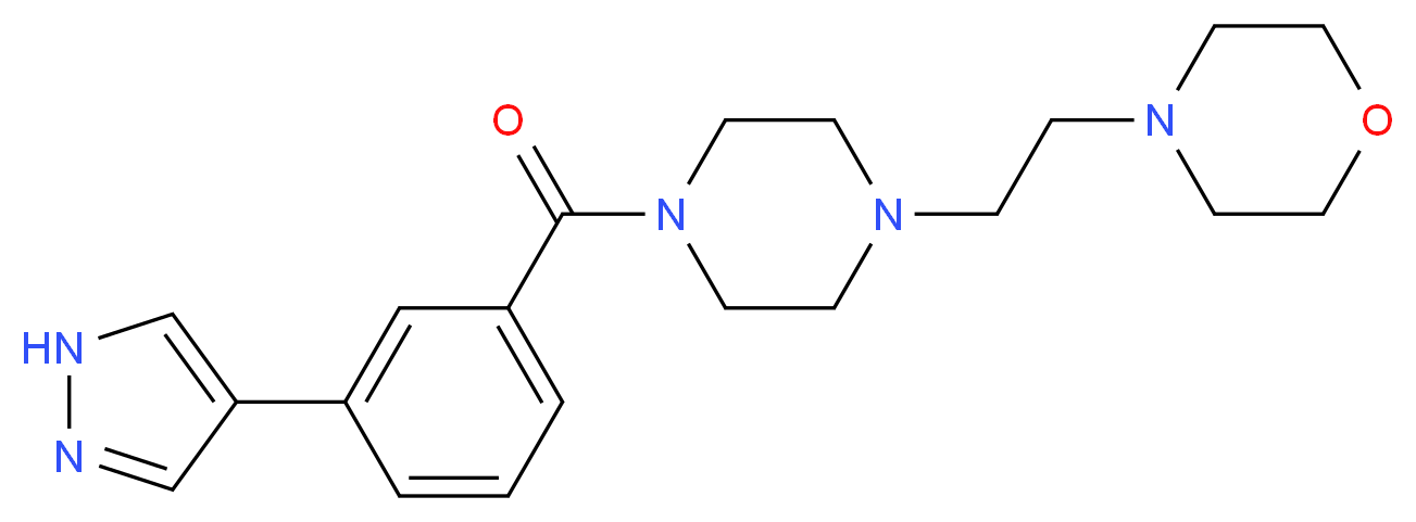 4-(2-{4-[3-(1H-pyrazol-4-yl)benzoyl]piperazin-1-yl}ethyl)morpholine_分子结构_CAS_)
