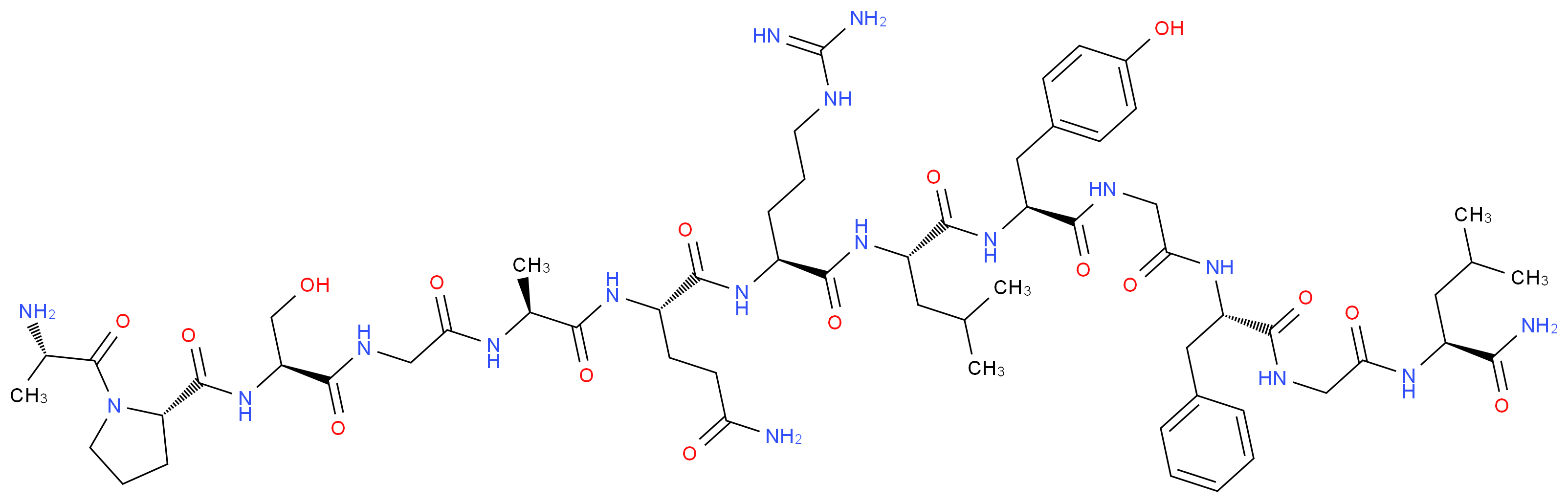 (2S)-2-[(2S)-2-{2-[(2S)-2-{[(2S)-1-[(2S)-2-aminopropanoyl]pyrrolidin-2-yl]formamido}-3-hydroxypropanamido]acetamido}propanamido]-N-[(1S)-4-carbamimidamido-1-{[(1S)-1-{[(1S)-1-[({[(1S)-1-[({[(1S)-1-carbamoyl-3-methylbutyl]carbamoyl}methyl)carbamoyl]-2-phenylethyl]carbamoyl}methyl)carbamoyl]-2-(4-hydroxyphenyl)ethyl]carbamoyl}-3-methylbutyl]carbamoyl}butyl]pentanediamide_分子结构_CAS_123338-10-3