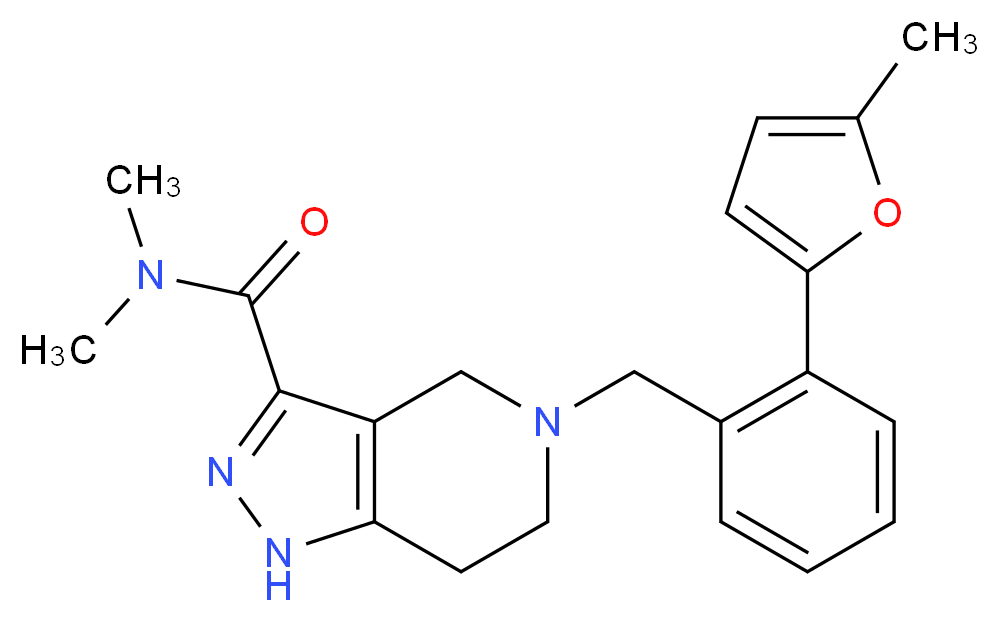 N,N-dimethyl-5-[2-(5-methyl-2-furyl)benzyl]-4,5,6,7-tetrahydro-1H-pyrazolo[4,3-c]pyridine-3-carboxamide_分子结构_CAS_)