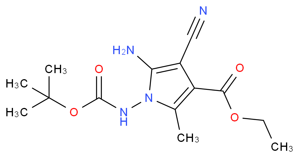 ethyl 5-amino-1-[(tert-butoxycarbonyl)amino]-4-cyano-2-methyl-1H-pyrrole-3-carboxylate_分子结构_CAS_129378-20-7)