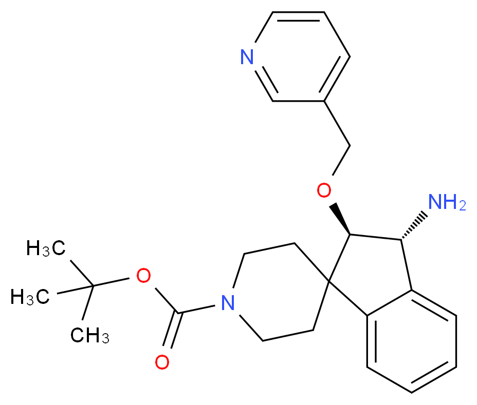 tert-butyl (2R*,3R*)-3-amino-2-(3-pyridinylmethoxy)-2,3-dihydro-1'H-spiro[indene-1,4'-piperidine]-1'-carboxylate_分子结构_CAS_)