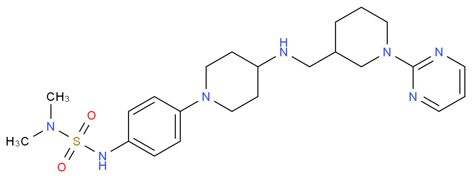 N,N-dimethyl-N'-{4-[4-({[1-(2-pyrimidinyl)-3-piperidinyl]methyl}amino)-1-piperidinyl]phenyl}sulfamide_分子结构_CAS_)