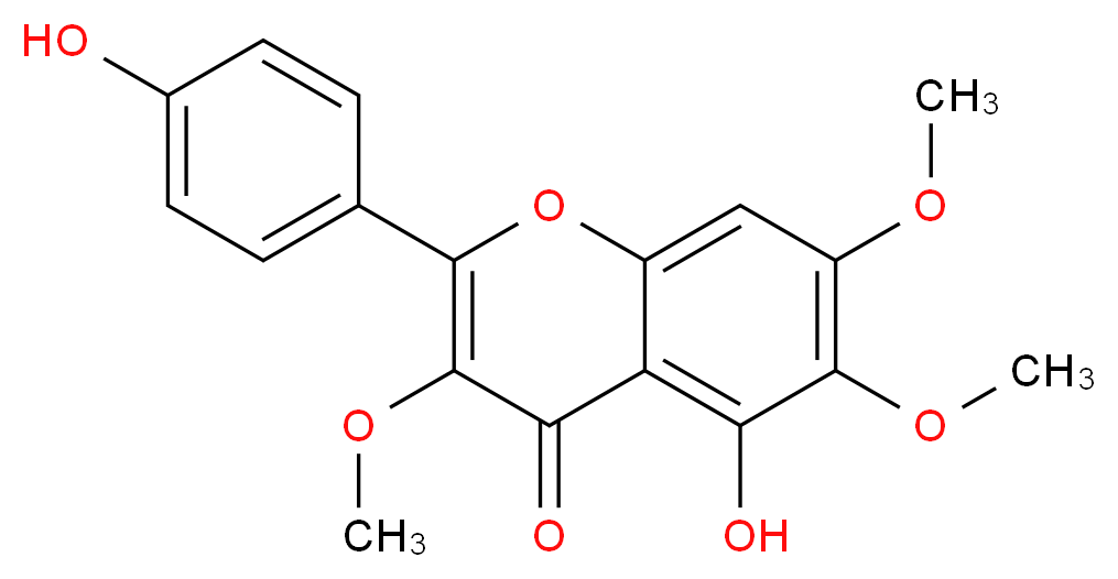 5-hydroxy-2-(4-hydroxyphenyl)-3,6,7-trimethoxy-4H-chromen-4-one_分子结构_CAS_569-80-2