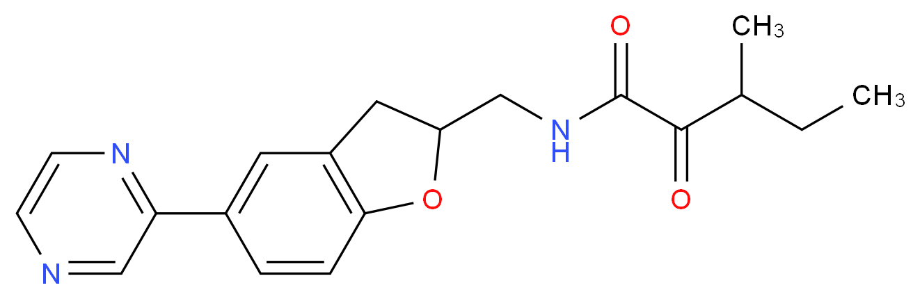 3-methyl-2-oxo-N-{[5-(2-pyrazinyl)-2,3-dihydro-1-benzofuran-2-yl]methyl}pentanamide_分子结构_CAS_)