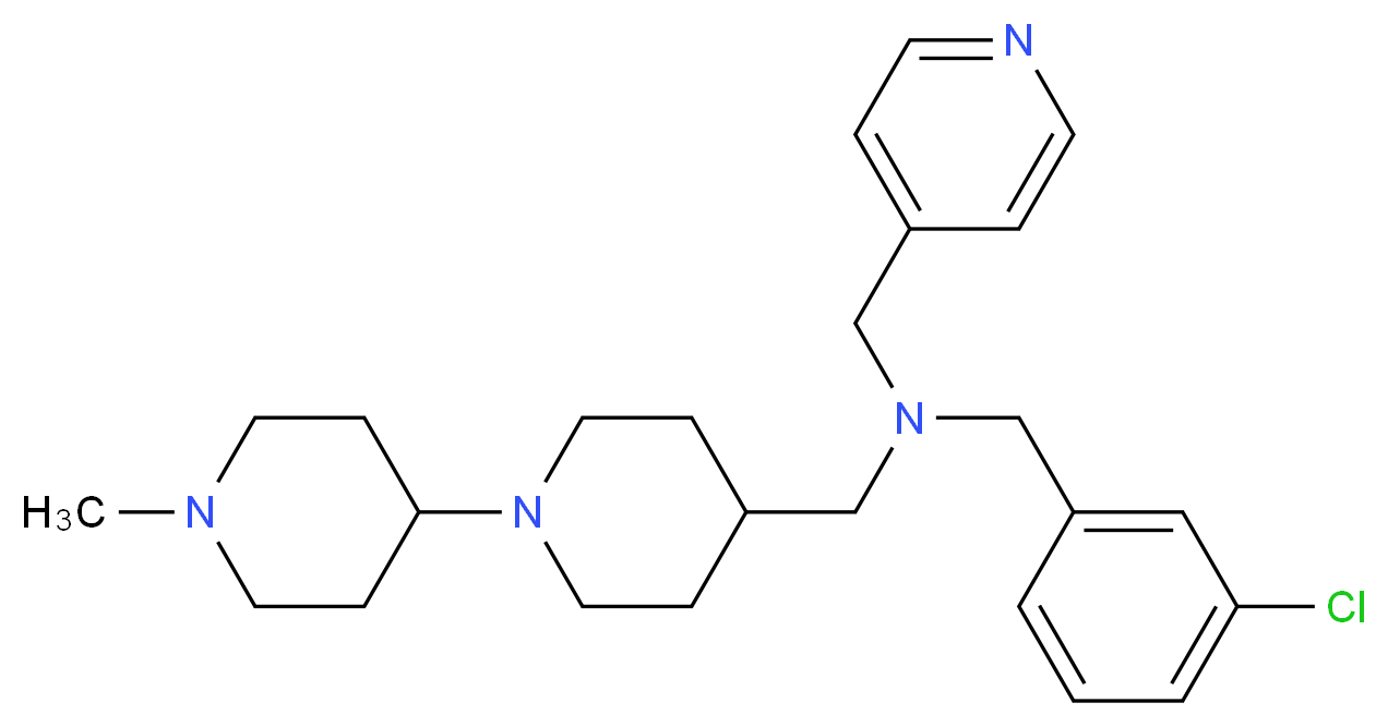 (3-chlorobenzyl)[(1'-methyl-1,4'-bipiperidin-4-yl)methyl](4-pyridinylmethyl)amine_分子结构_CAS_)