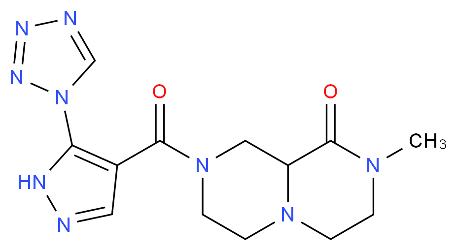 2-methyl-8-{[5-(1H-tetrazol-1-yl)-1H-pyrazol-4-yl]carbonyl}hexahydro-2H-pyrazino[1,2-a]pyrazin-1(6H)-one_分子结构_CAS_)