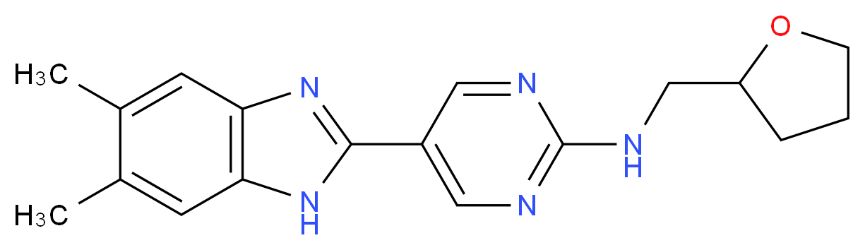 5-(5,6-dimethyl-1H-benzimidazol-2-yl)-N-(tetrahydrofuran-2-ylmethyl)pyrimidin-2-amine_分子结构_CAS_)