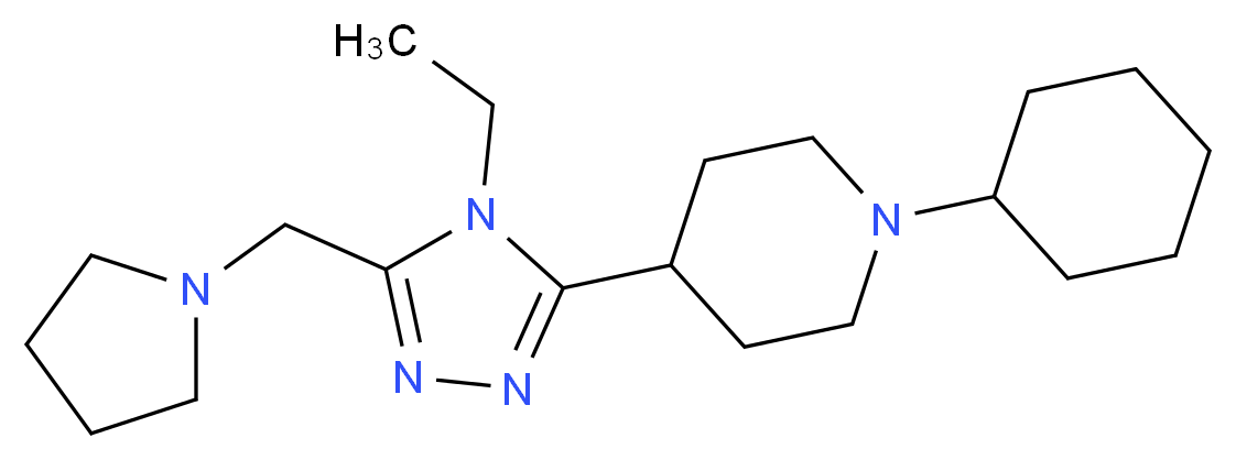 1-cyclohexyl-4-[4-ethyl-5-(pyrrolidin-1-ylmethyl)-4H-1,2,4-triazol-3-yl]piperidine_分子结构_CAS_)