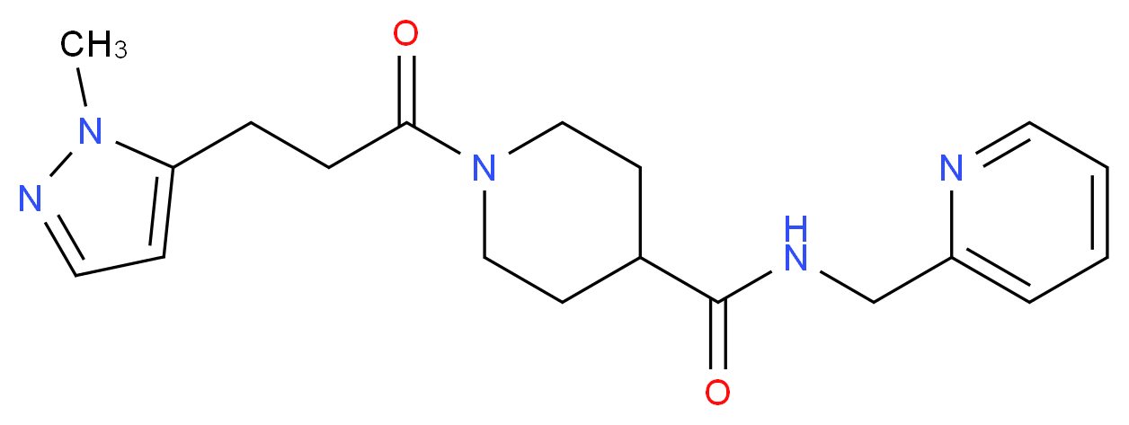 1-[3-(1-methyl-1H-pyrazol-5-yl)propanoyl]-N-(pyridin-2-ylmethyl)piperidine-4-carboxamide_分子结构_CAS_)