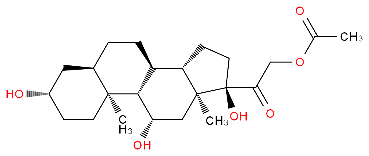 2-oxo-2-[(1S,2S,5S,7R,10S,11S,14R,15S,17S)-5,14,17-trihydroxy-2,15-dimethyltetracyclo[8.7.0.0<sup>2</sup>,<sup>7</sup>.0<sup>1</sup><sup>1</sup>,<sup>1</sup><sup>5</sup>]heptadecan-14-yl]ethyl acetate_分子结构_CAS_4047-40-9