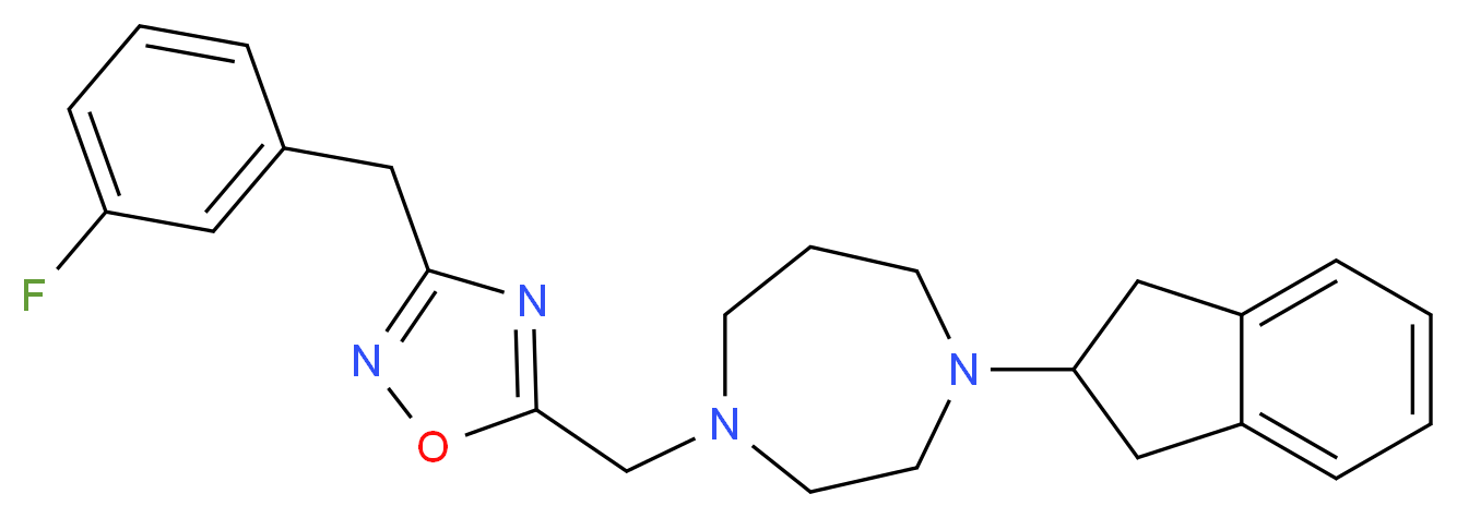 1-(2,3-dihydro-1H-inden-2-yl)-4-{[3-(3-fluorobenzyl)-1,2,4-oxadiazol-5-yl]methyl}-1,4-diazepane_分子结构_CAS_)