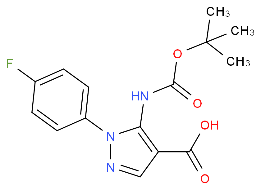 5-{[(tert-butoxy)carbonyl]amino}-1-(4-fluorophenyl)-1H-pyrazole-4-carboxylic acid_分子结构_CAS_1017781-25-7