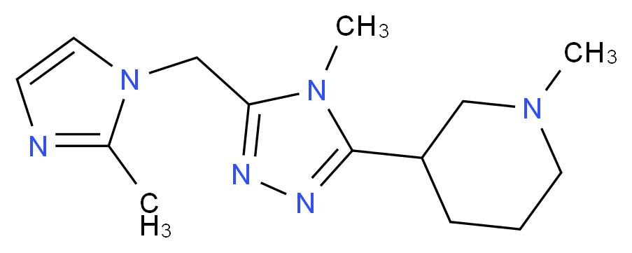 1-methyl-3-{4-methyl-5-[(2-methyl-1H-imidazol-1-yl)methyl]-4H-1,2,4-triazol-3-yl}piperidine_分子结构_CAS_)
