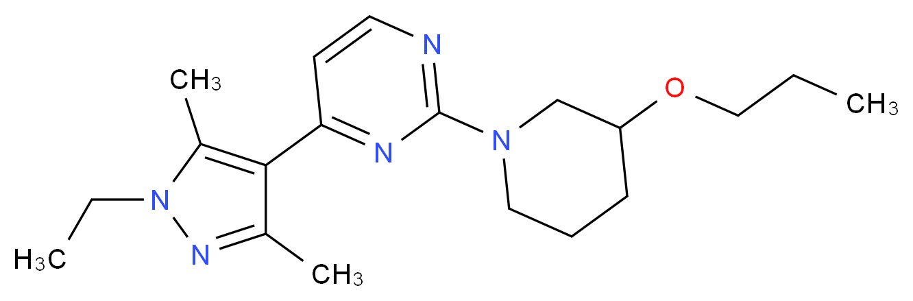4-(1-ethyl-3,5-dimethyl-1H-pyrazol-4-yl)-2-(3-propoxy-1-piperidinyl)pyrimidine_分子结构_CAS_)