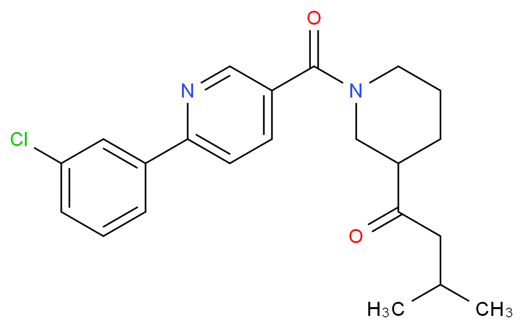 1-(1-{[6-(3-chlorophenyl)pyridin-3-yl]carbonyl}piperidin-3-yl)-3-methylbutan-1-one_分子结构_CAS_)
