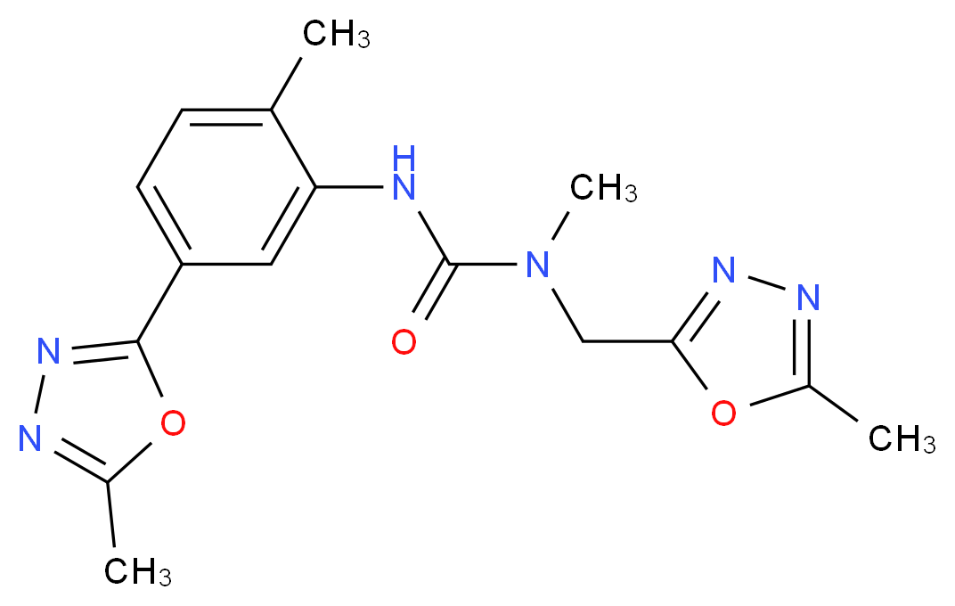 N-methyl-N'-[2-methyl-5-(5-methyl-1,3,4-oxadiazol-2-yl)phenyl]-N-[(5-methyl-1,3,4-oxadiazol-2-yl)methyl]urea_分子结构_CAS_)