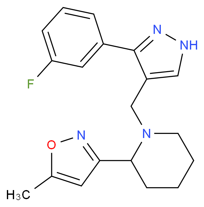 1-{[3-(3-fluorophenyl)-1H-pyrazol-4-yl]methyl}-2-(5-methylisoxazol-3-yl)piperidine_分子结构_CAS_)