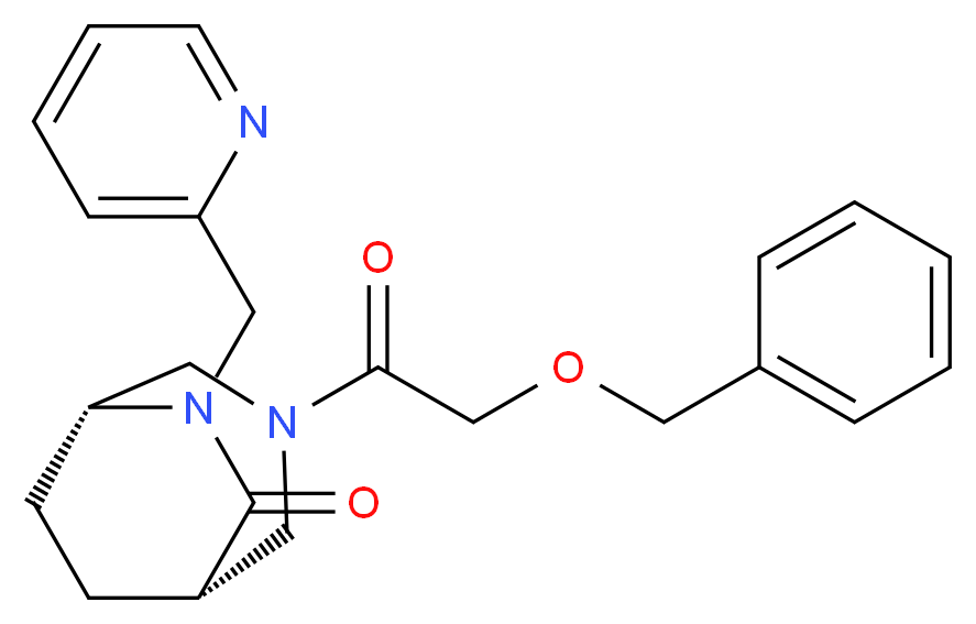 (1S*,5R*)-3-[(benzyloxy)acetyl]-6-(pyridin-2-ylmethyl)-3,6-diazabicyclo[3.2.2]nonan-7-one_分子结构_CAS_)