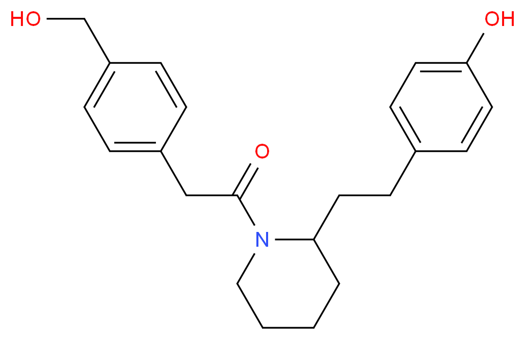 4-[2-(1-{[4-(hydroxymethyl)phenyl]acetyl}-2-piperidinyl)ethyl]phenol_分子结构_CAS_)