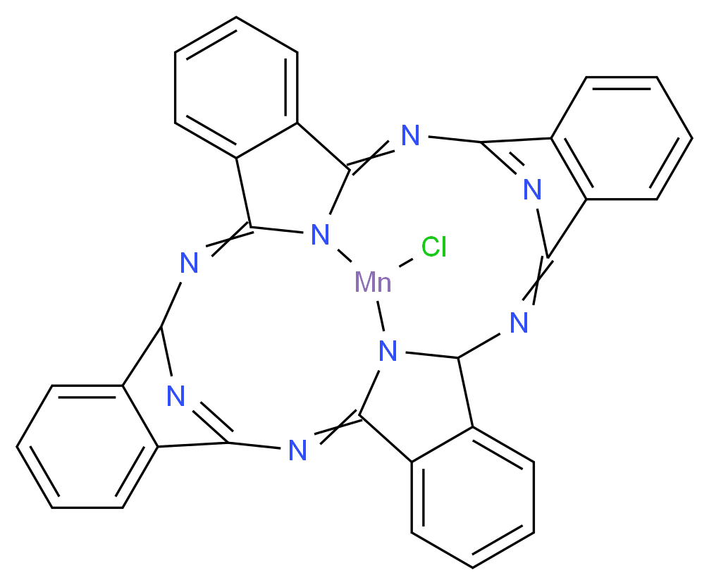 38-chloro-9,18,27,36,37,39,40,41-octaaza-38-manganadecacyclo[17.17.3.1<sup>1</sup><sup>0</sup>,<sup>1</sup><sup>7</sup>.1<sup>2</sup><sup>8</sup>,<sup>3</sup><sup>5</sup>.0<sup>2</sup>,<sup>7</sup>.0<sup>8</sup>,<sup>3</sup><sup>7</sup>.0<sup>1</sup><sup>1</sup>,<sup>1</sup><sup>6</sup>.0<sup>2</sup><sup>0</sup>,<sup>2</sup><sup>5</sup>.0<sup>2</sup><sup>6</sup>,<sup>3</sup><sup>9</sup>.0<sup>2</sup><sup>9</sup>,<sup>3</sup><sup>4</sup>]hentetraconta-2,4,6,8,10(41),11,13,15,18,20,22,24,26,28(40),29(34),30,32,35-octadecaene_分子结构_CAS_53432-32-9