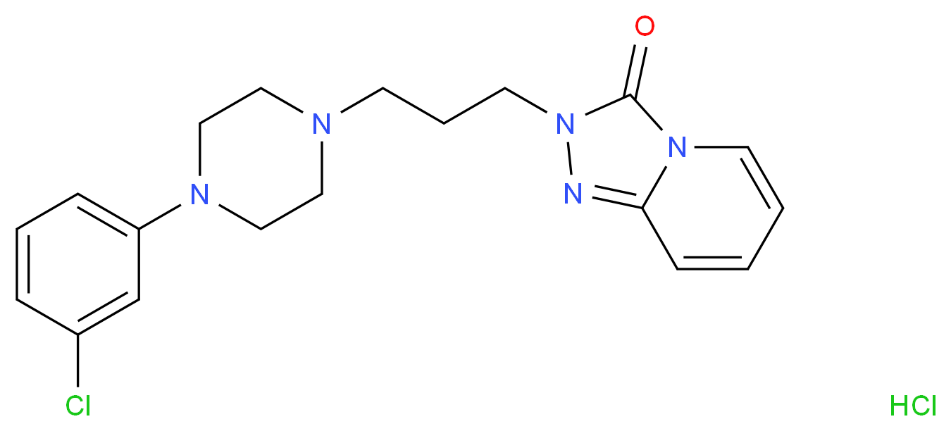 2-{3-[4-(3-chlorophenyl)piperazin-1-yl]propyl}-2H,3H-[1,2,4]triazolo[4,3-a]pyridin-3-one hydrochloride_分子结构_CAS_25332-39-2