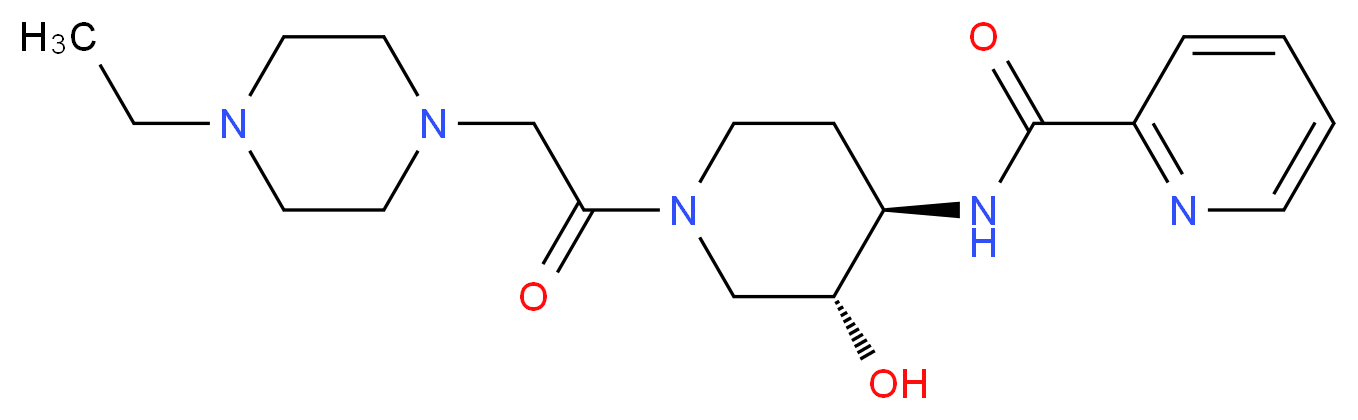 N-{(3R*,4R*)-1-[(4-ethylpiperazin-1-yl)acetyl]-3-hydroxypiperidin-4-yl}pyridine-2-carboxamide_分子结构_CAS_)